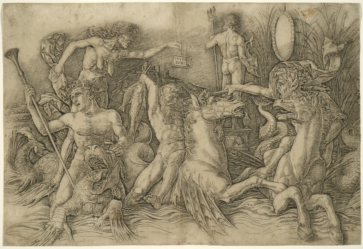 Battle of Sea-Gods, Left Half of a Frieze by Andrea Mantegna, print, 1465-1505