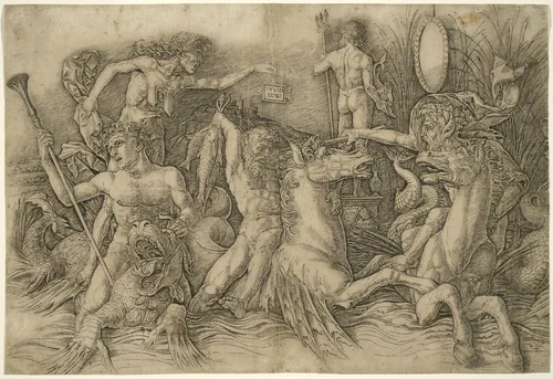 Battle of Sea-Gods, Left Half of a Frieze by Andrea Mantegna, print, 1465-1505