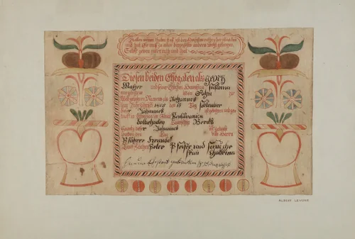 Birth Certificate (taufschein) by Albert Levone, index of american design, 1940