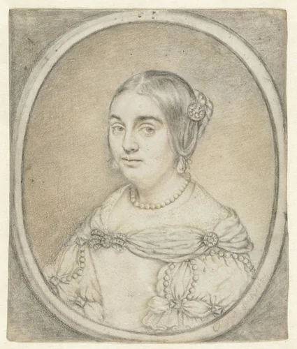 Damesportret in ovale omlijsting by Gillis Clignet, drawing, 1671