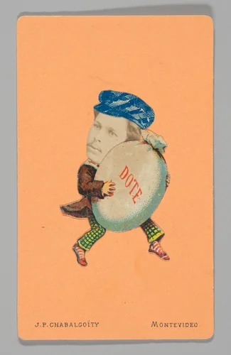 [Photo Collage: Man Holding Bag Inscribed "DOTE"] by Juan Pedro Chabalgoity, photograph, 1870-1880
