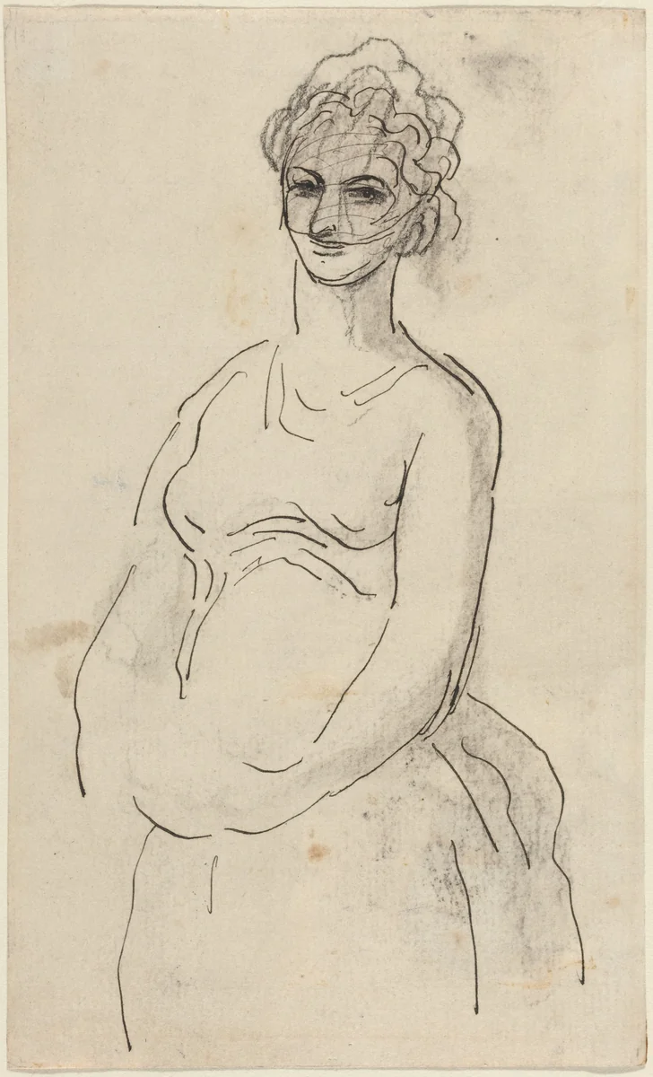 Woman with Veil by Honoré Daumier, drawing, 1808-1879