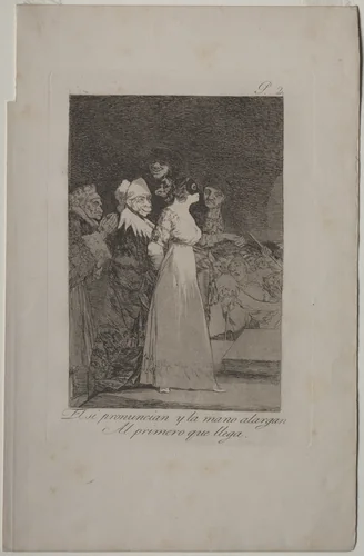 They Say "Yes" and Give Their Hand to the First Comer, Plate 2 by Francisco de Goya, print, 1799
