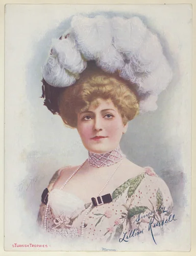 Lillian Russell, from the Actresses series (T1), distributed by the American Tobacco Co. to promote Turkish Trophies Cigarettes by Frederick Moladore Spiegle, print, 1900