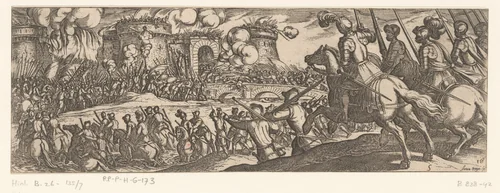 Leger een fort aanvallend by Antonio Tempesta, print, 1599