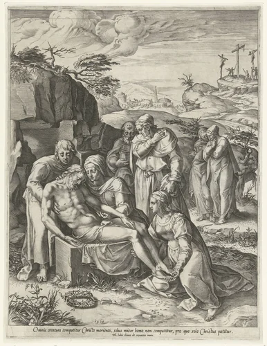 Graflegging van Christus by Cornelis Cort, print, 1568