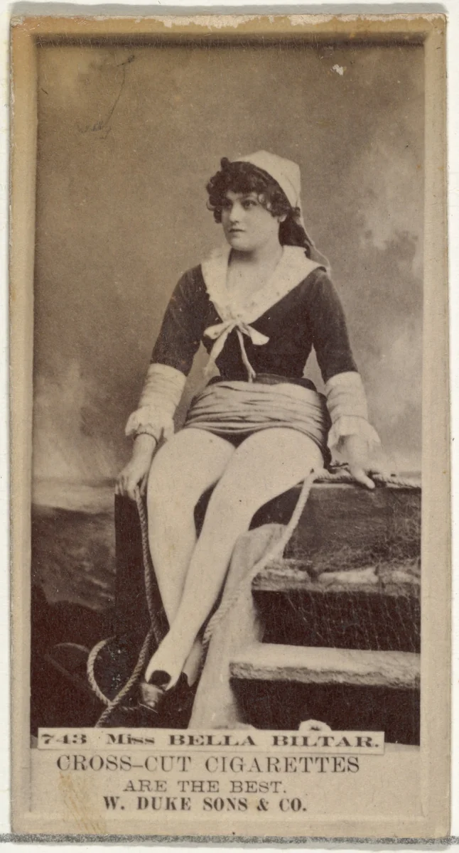 Card Number 743, Miss Bella Biltar, from the Actors and Actresses series (N145-3) issued by Duke Sons & Co. to promote Cross Cut Cigarettes by W. Duke, Sons & Co., photograph, 1880-1889