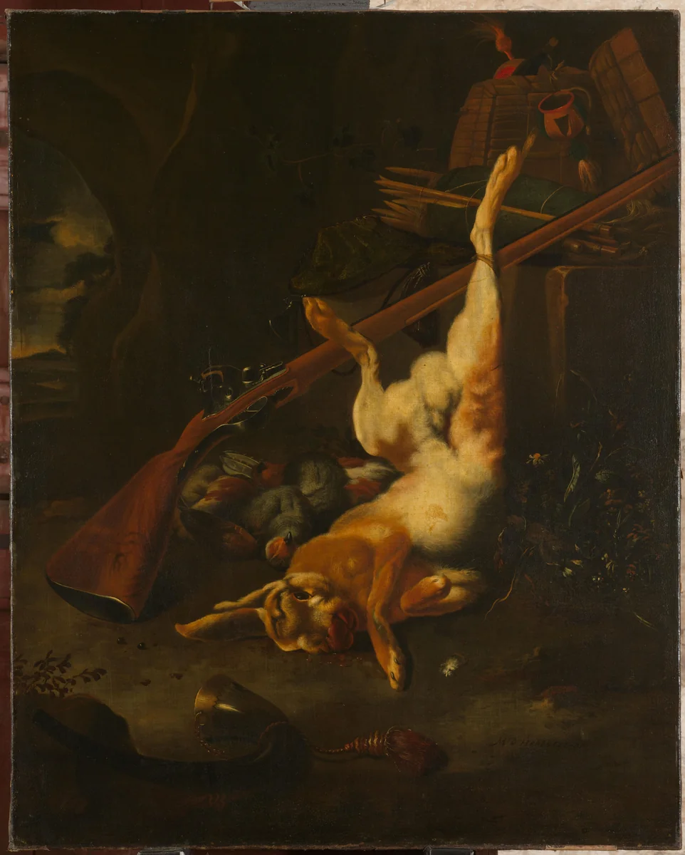 A Hunter's Bag, with Dead Hare by Melchior d' Hondecoeter, painting, 1660-1695