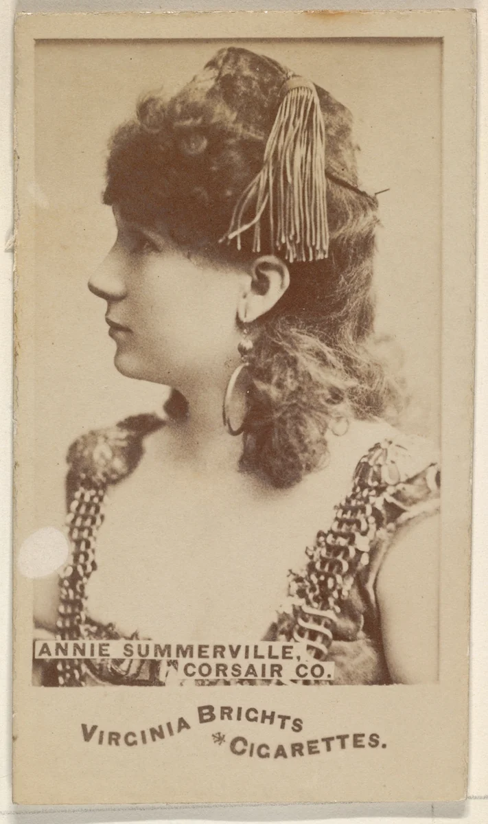 Annie Summerville, Corsair Co., from the Actors and Actresses series (N45, Type 6) for Virginia Brights Cigarettes by Allen & Ginter, photograph, 1885-1891