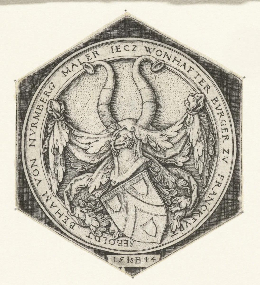 Familiewapen van Hans Sebald Beham by Unknown, print, 1544