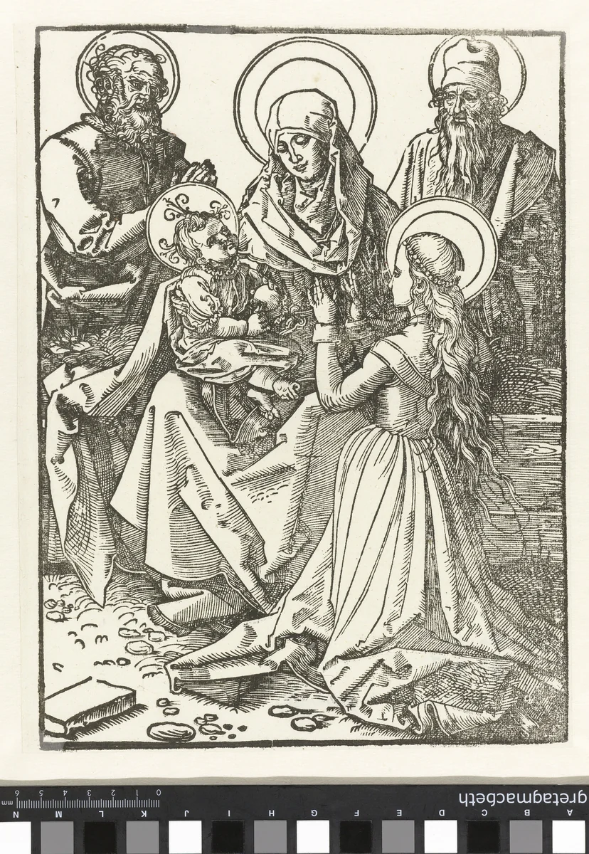 De Heilige Familie met Anna en Joachim by Unknown, print, 1519-1525