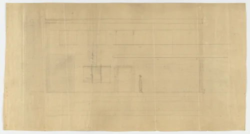 Wolf House, Gubin, Poland (Elevation, plans, section. Ground, second floor and right half of east side) by Ludwig Mies van der Rohe, mies van der rohe archive, 1925
