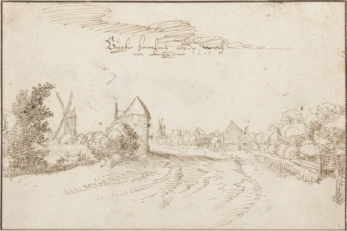 De weg naar Leiden buiten Haarlem by Claes Jansz Visscher, drawing, 1607