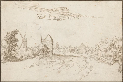 De weg naar Leiden buiten Haarlem by Claes Jansz Visscher, drawing, 1607