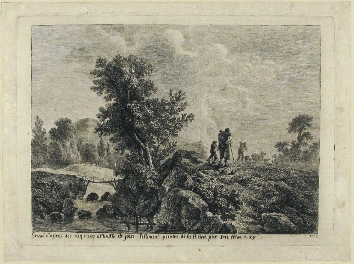 Peasants in a Landscape by anonymous, print, 1776