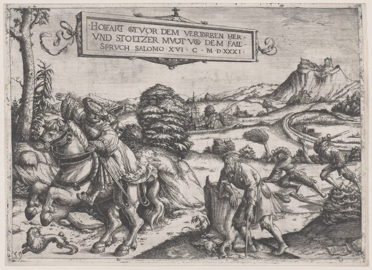 Pride goeth before a fall by Christoph Bockstorffer, print, 1531