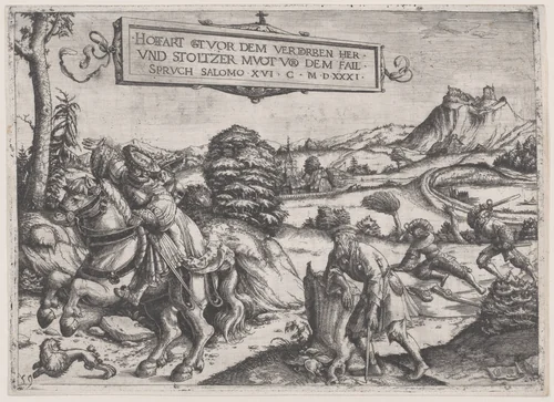 Pride goeth before a fall by Christoph Bockstorffer, print, 1531