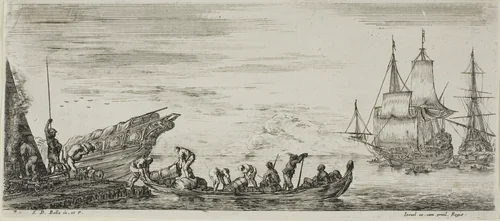 Plate Seven from Various Embarkments by Stefano della Bella, print, 1630-1664