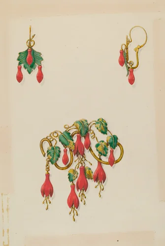 Brooch and Earrings by John H. Tercuzzi, index of american design, 1935-1942