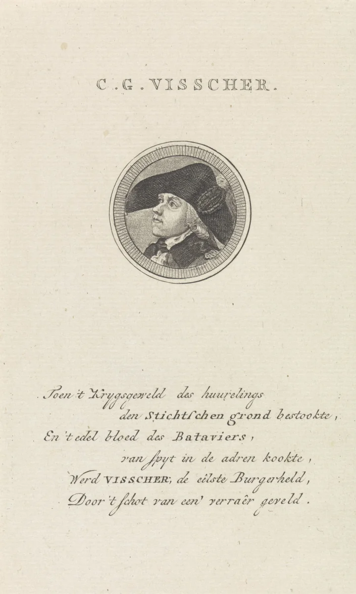 Portret van Cornelis Govert Visscher by Abraham Jacobsz. Hulk, print, 1787