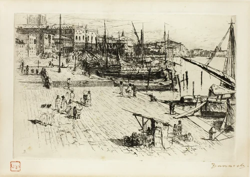 The Riva, Looking Towards the Grand Ducal Palace by Frank Duveneck, print, 1880