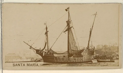 Santa Maria, from the Famous Ships series (N50) for Virginia Brights Cigarettes by Allen & Ginter, photograph, 1895