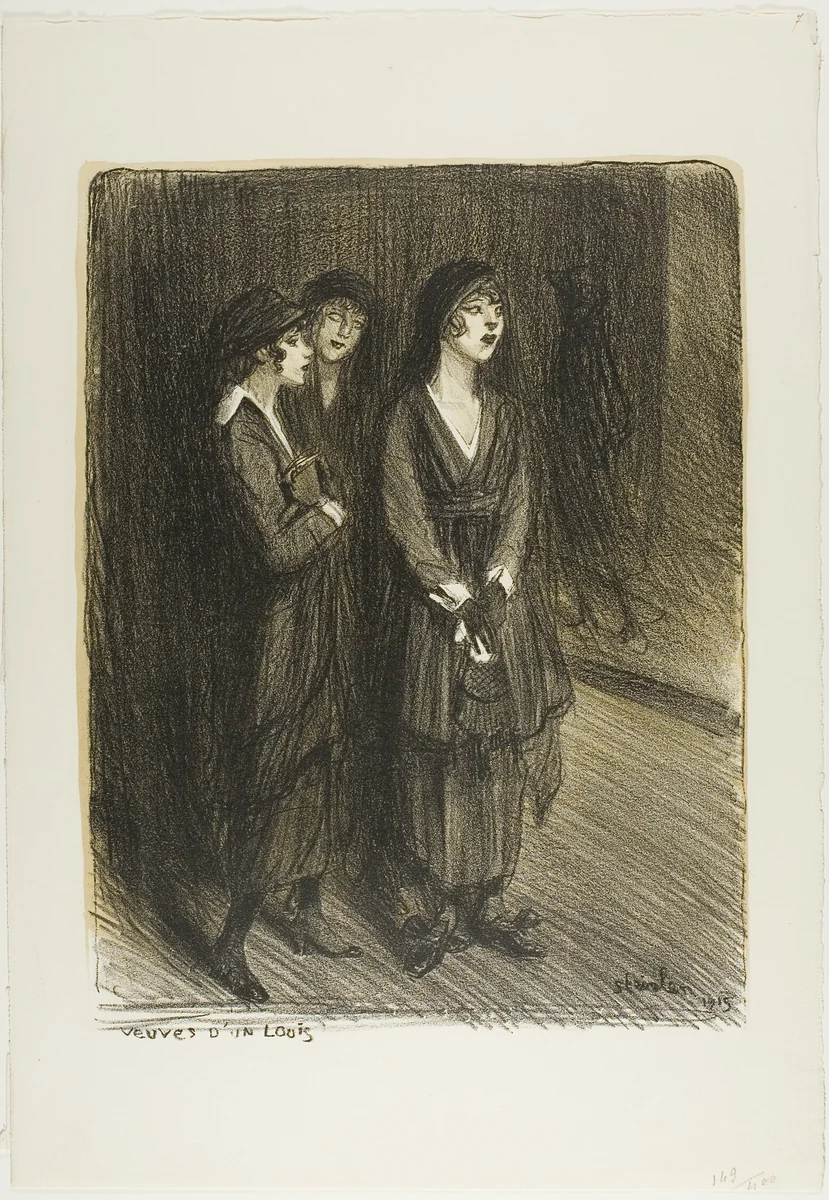 Veuves d'un Louis, plate seven from Actualités by Théophile Alexandre Steinlen, print, 1915
