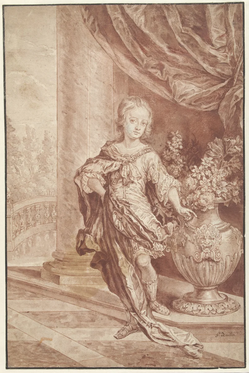Portrait of an Unknown Young Man in an Imagined Roman Costume by Gottfried Kneller, drawing, 1656-1723