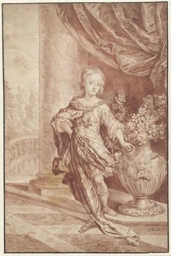 Portrait of an Unknown Young Man in an Imagined Roman Costume by Gottfried Kneller, drawing, 1656-1723