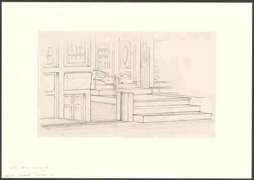 Gezicht op de entree van Zandhoek 12 met een vloedpaal by A. Goedkoop, drawing, 1921