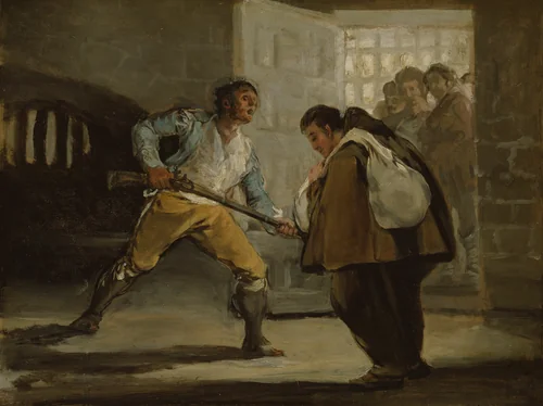 El Maragato Threatens Friar Pedro de Zaldivia with His Gun by Francisco José de Goya y Lucientes, painting, 1801-1811