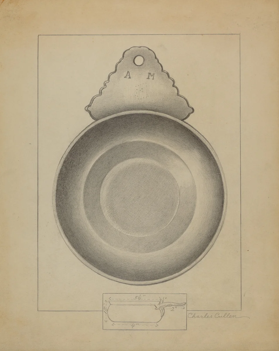 Pewter Porringer by Charles Cullen, index of american design, 1936