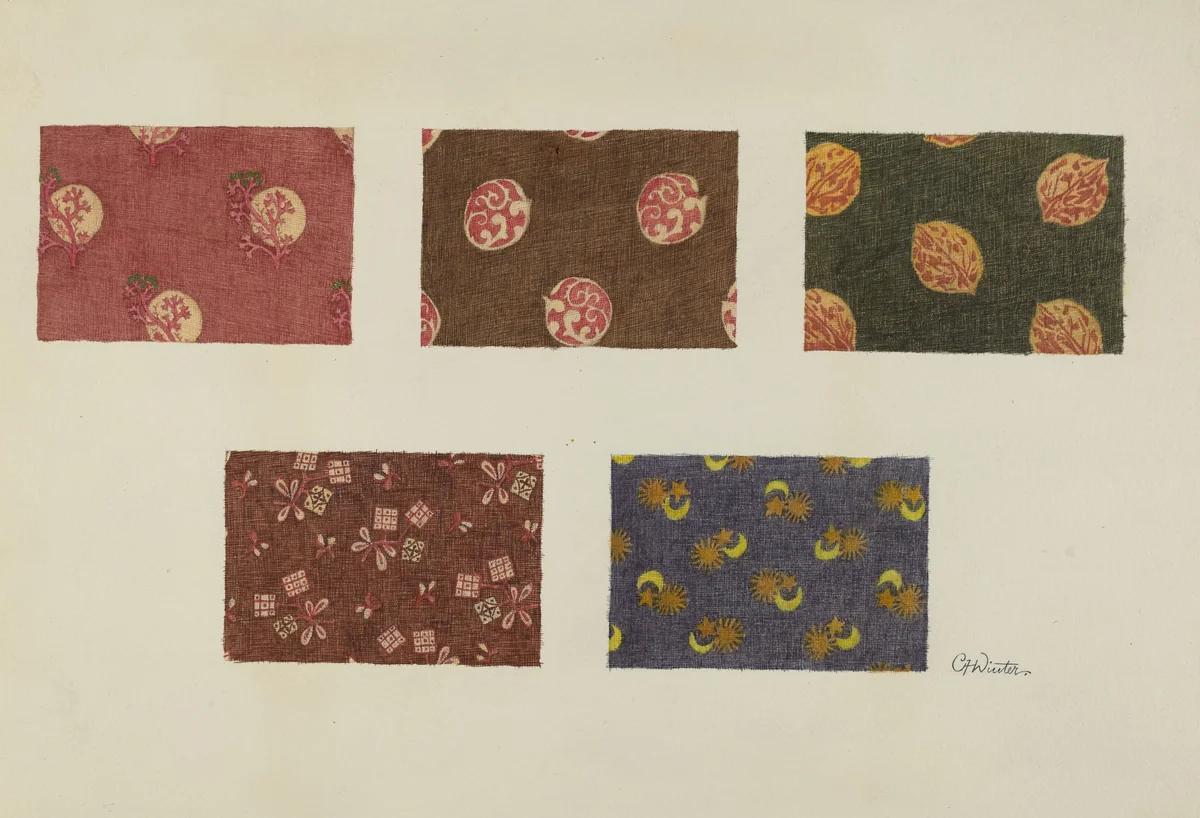Textile Swatches by Charlotte Winter, index of american design, 1939