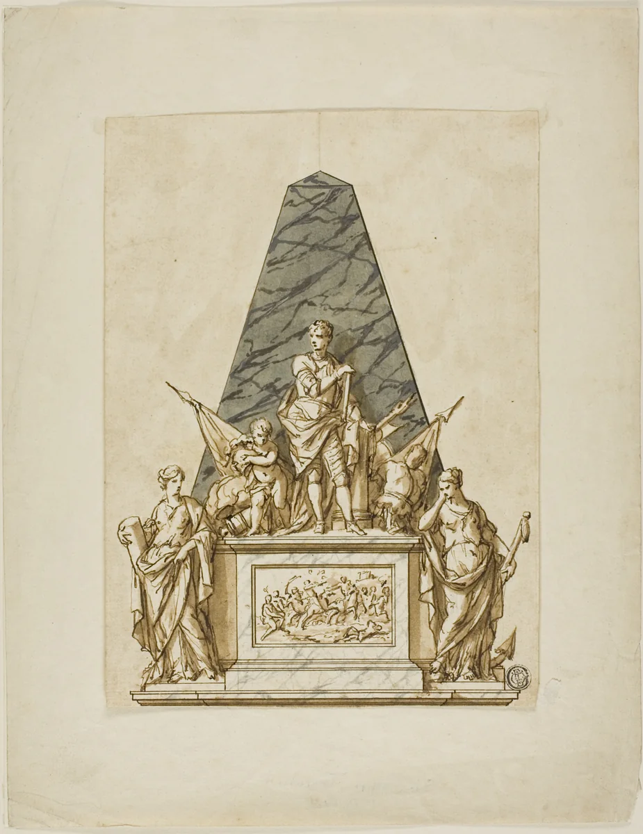 Unexecuted Design for the Monument to the First Duke of Marlborough by John Michael Rysbrack, drawing, 1728-1738