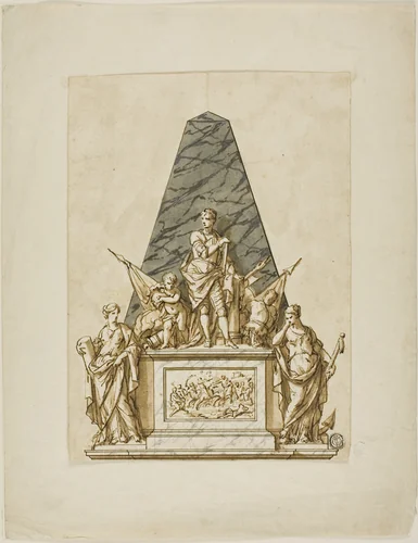Unexecuted Design for the Monument to the First Duke of Marlborough by John Michael Rysbrack, drawing, 1728-1738