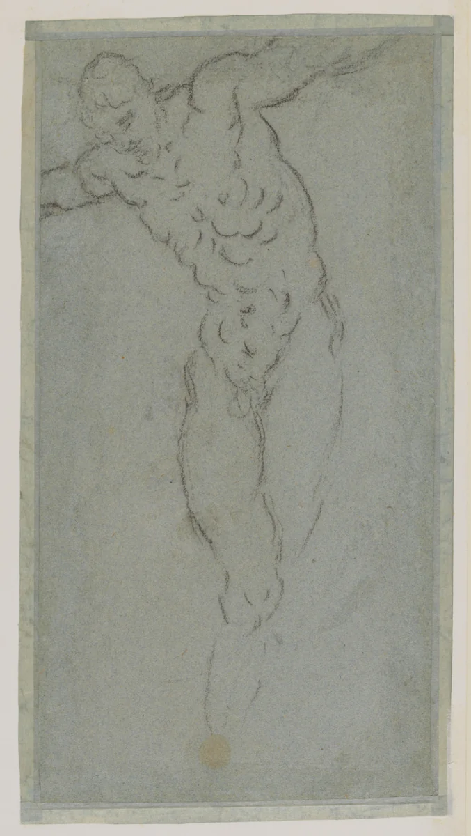 Reclining Male Figure by Jacopo Tintoretto, drawing, 1560-1569