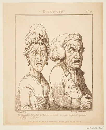Despair (Le Brun Travested, or Caricatures of the Passions) by Thomas Rowlandson, print, 1800