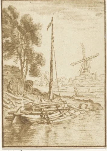 Bochtige rivier by Cornelis Ploos van Amstel, print, 1761