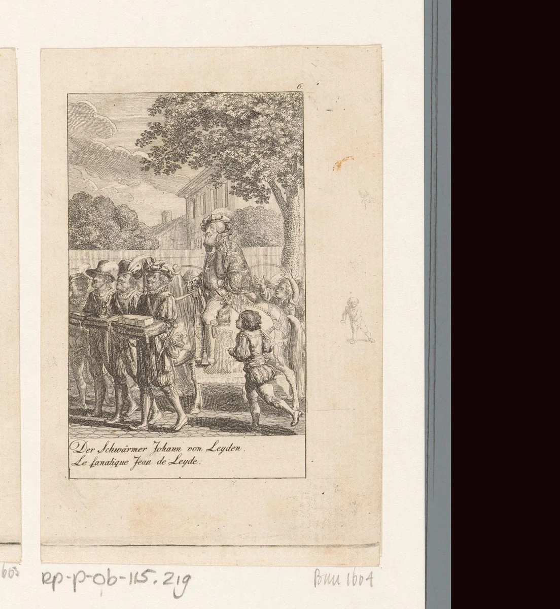 Jan van Leiden te paard by Daniel Nikolaus Chodowiecki, print, 1792