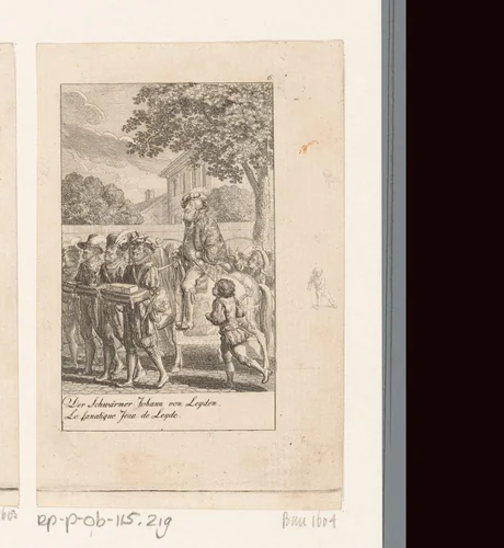 Jan van Leiden te paard by Daniel Nikolaus Chodowiecki, print, 1792