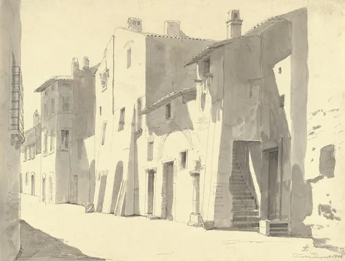 A Sunny Street at Tivoli by Thorald Læssøe, drawing, 1846