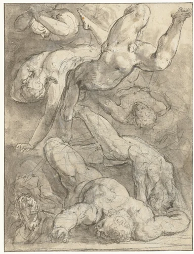 Val der verdoemden of giganten by anonymous, drawing, 1500-1600