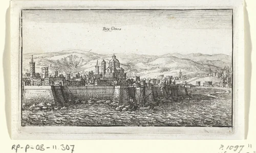 Gezicht op Genua by Wenceslaus Hollar, print, 1665-1669