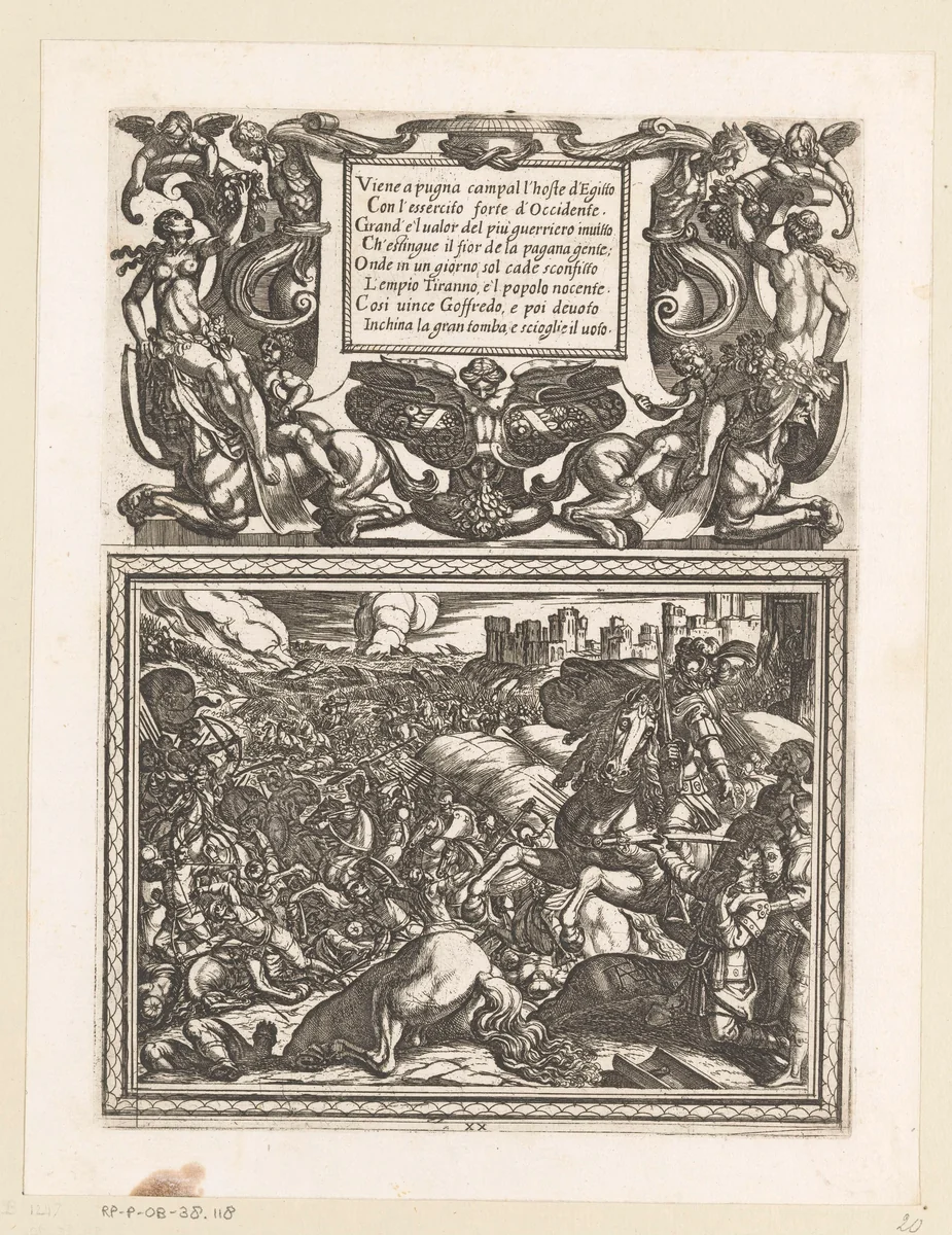 Illustratie bij Canto XX van Tasso's 'Gerusalemme Liberata' by Antonio Tempesta, print, 1565-1630