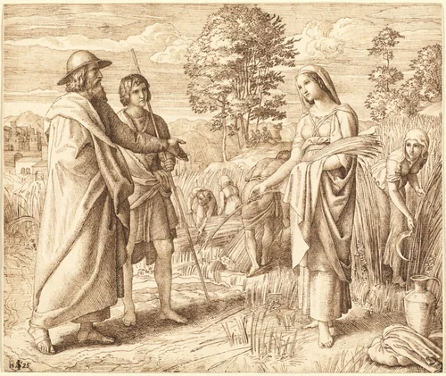 Ruth and Boas by Julius Schnorr von Carolsfeld, drawing, 1825