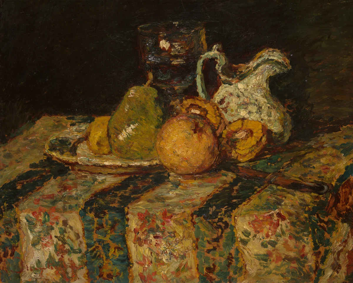 Still Life with Fruit and Wine Jug by Adolphe Monticelli, painting, 1874