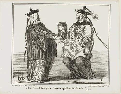 Strange.. this is what the French call "Chinois,” plate 21 from En Chine by Honoré-Victorin Daumier, print, 1859