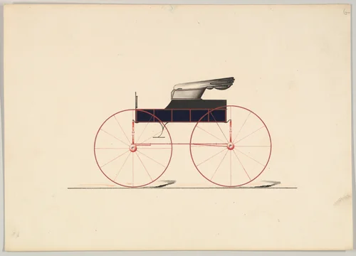 Design for Road Wagon by Brewster & Co., drawing, 1850-1870