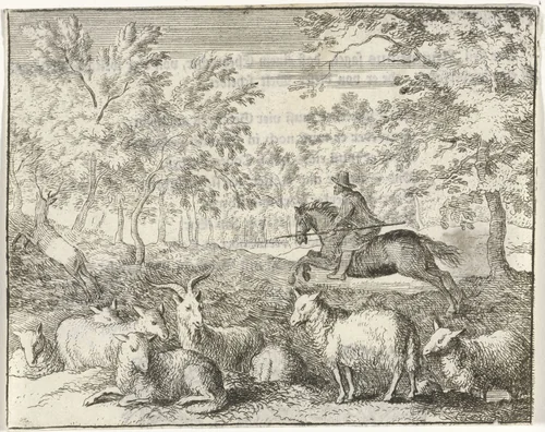 Ruiter te paard by Allaert van Everdingen, print, 1665-1675