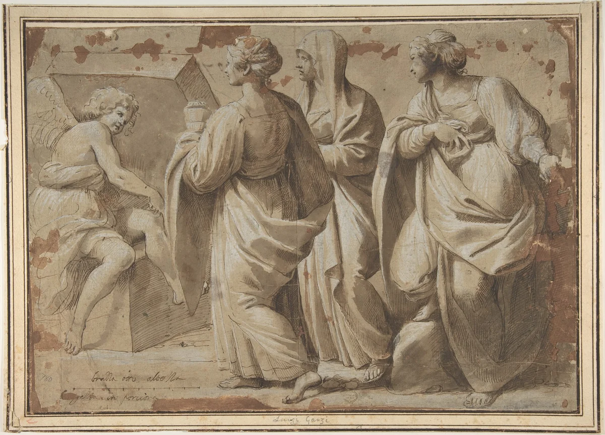 The Holy Women at the Sepulchre by Sisto Badalocchio, drawing, 1585-1620